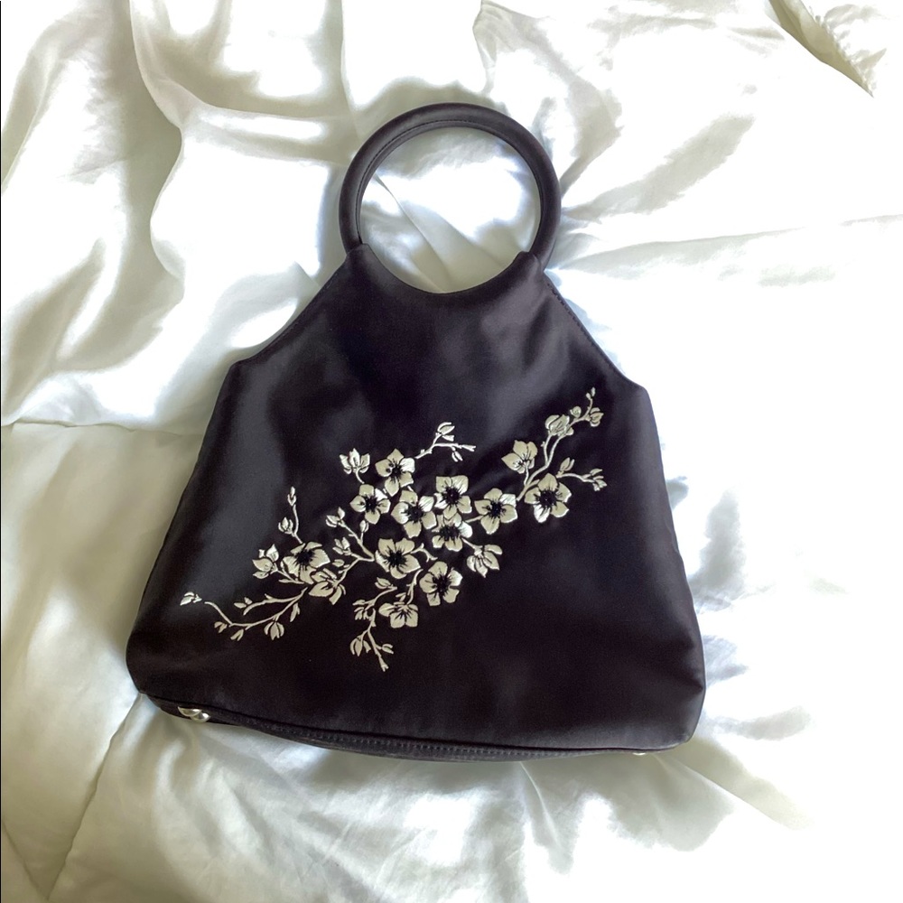 Black Purse Floral Detail